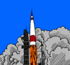 Dibujo Lanzamiento cohete pintado por andrada