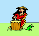 Dibujo Mujer tocando el bongó pintado por camila