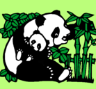 Dibujo Mama panda pintado por andrada