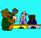 Dibujo Profesor oso y sus alumnos pintado por marina c.  ruiz