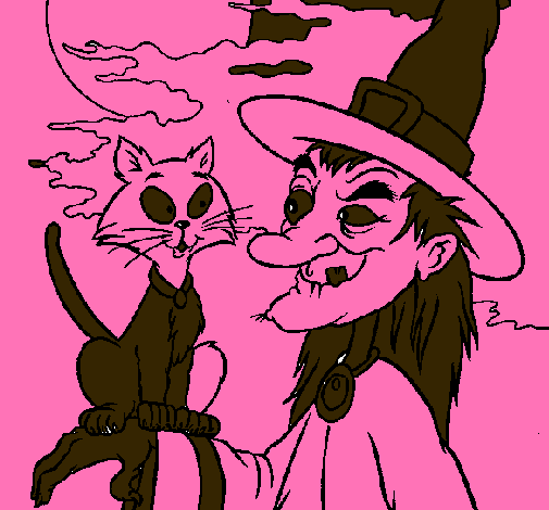 Bruja y gato