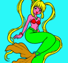 Dibujo Sirena con perlas pintado por junior