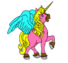 Dibujo Unicornio con alas pintado por pili