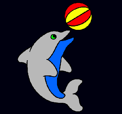Dibujo Delfín jugando con una pelota pintado por aroa