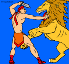 Dibujo Gladiador contra león pintado por yamileth