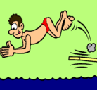 Dibujo Salto de trampolín pintado por nadador