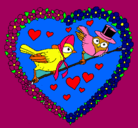 Dibujo Corazón con pájaros pintado por karla diaz lop