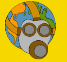 Dibujo Tierra con máscara de gas pintado por javii