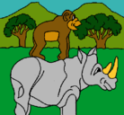 Dibujo Rinoceronte y mono pintado por maite1162