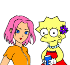 Dibujo Sakura y Lisa pintado por azael