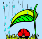 Dibujo Mariquita protegida de la lluvia pintado por estefania
