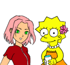 Dibujo Sakura y Lisa pintado por Poxitha