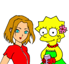 Dibujo Sakura y Lisa pintado por OLATZO