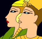 Dibujo Ramsés y Nefertiti pintado por Sophia