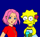 Dibujo Sakura y Lisa pintado por linas