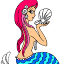 Dibujo Sirena y perla pintado por mari y juli