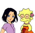 Dibujo Sakura y Lisa pintado por rastita