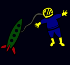 Dibujo Cohete y astronauta pintado por jose