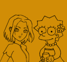 Dibujo Sakura y Lisa pintado por perla