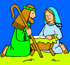 Dibujo Adoran al niño Jesús pintado por bonita