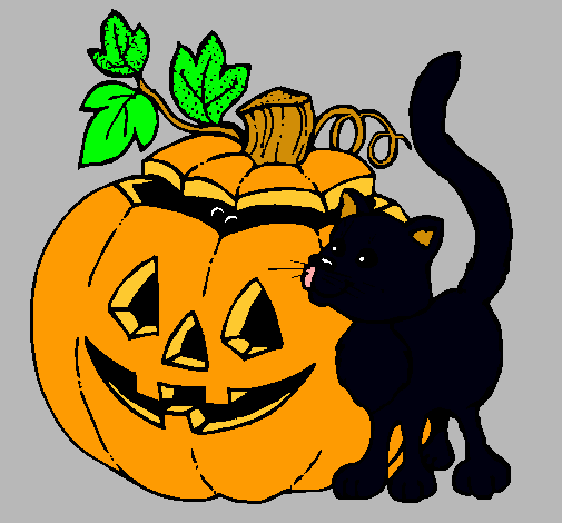 Calabaza y gato