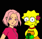 Dibujo Sakura y Lisa pintado por abel