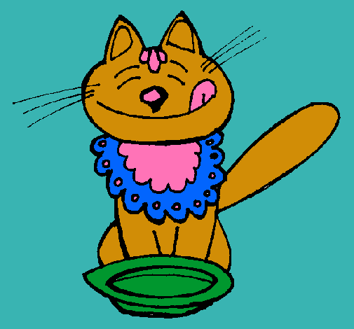Dibujo Gato comiendo pintado por amalia