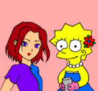 Dibujo Sakura y Lisa pintado por javiera