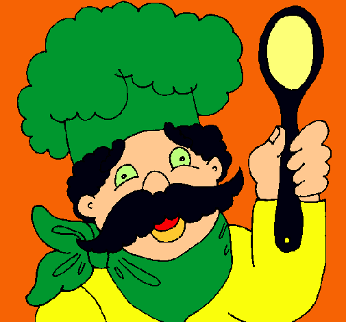 Dibujo Chef con bigote pintado por amalia