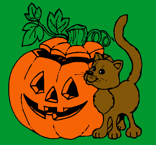 Calabaza y gato