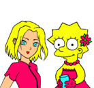 Dibujo Sakura y Lisa pintado por Lilibeth 