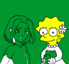 Dibujo Sakura y Lisa pintado por edson