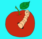 Dibujo Manzana con gusano pintado por Tamara