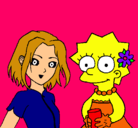 Dibujo Sakura y Lisa pintado por catalina