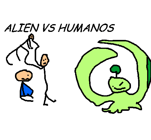 Dibujo Alien VS Humanos pintado por Auris197