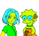 Dibujo Sakura y Lisa pintado por fati