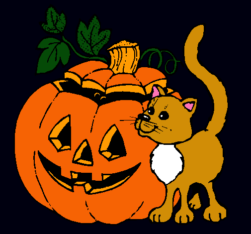 Calabaza y gato