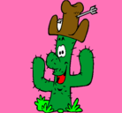 Dibujo Cactus con sombrero pintado por pica