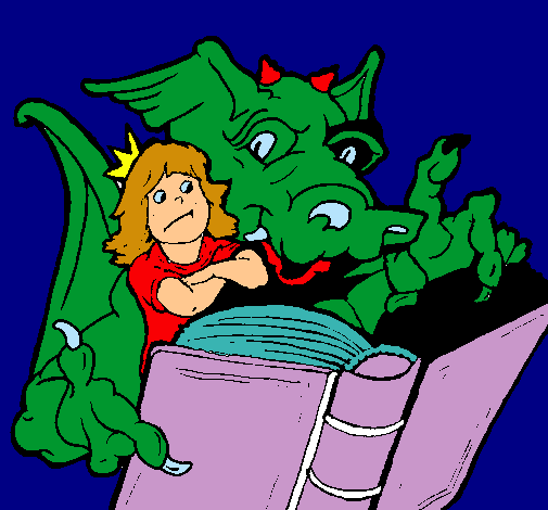 Dragón, chica y libro