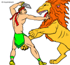 Dibujo Gladiador contra león pintado por BrunOooO