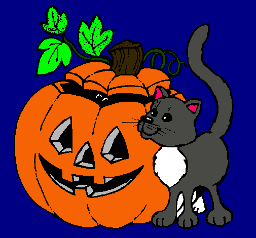 Calabaza y gato