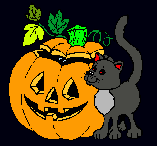 Calabaza y gato