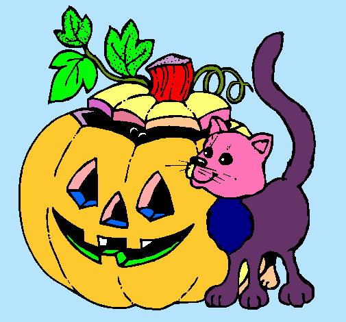 Calabaza y gato