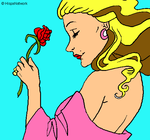 Dibujo Princesa con una rosa pintado por alyna_bela