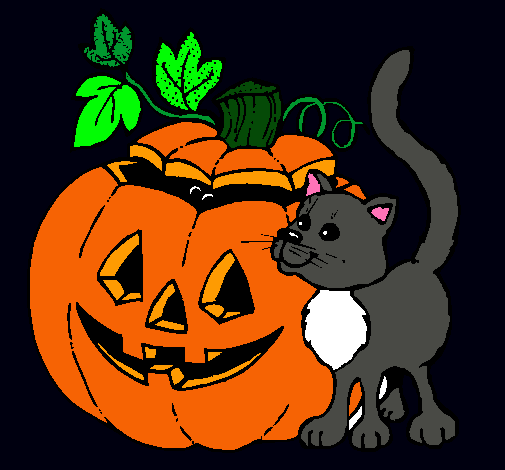 Calabaza y gato