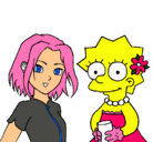 Dibujo Sakura y Lisa pintado por nathalanya
