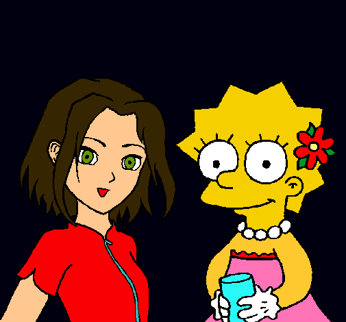 Dibujo Sakura y Lisa pintado por salve