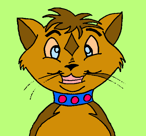 Dibujo Gato con collar pintado por amalia