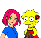 Dibujo Sakura y Lisa pintado por Fabiola