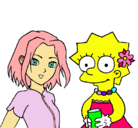 Dibujo Sakura y Lisa pintado por aitzane